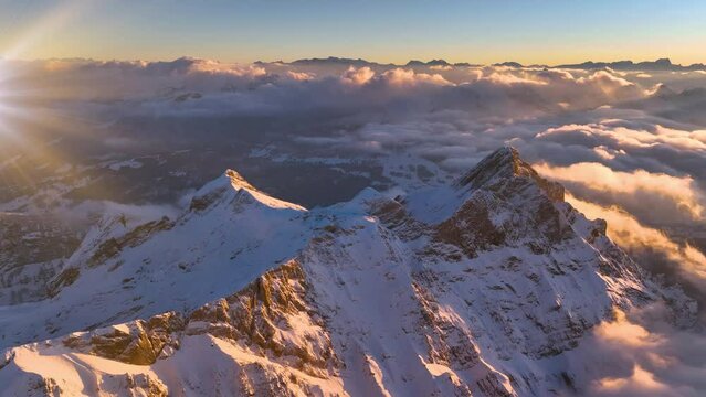 Aerial View of the Mountain Seantis in the Swiss Alps, Switzerland. Santis
