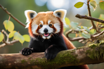 Fototapeta premium red panda in the tree