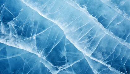 ice background blue background with cracks on the ice surface