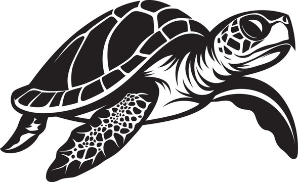 Modern Abstract Turtle in Black VectorDetailed Black Turtle Design in Vector