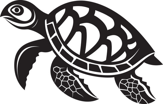Contemporary Black Turtle GraphicArtistic Black Turtle Vector Drawing