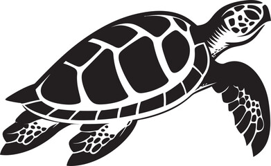 Vector Illustration of a Modern Black TurtleEnigmatic Elegance Unveiled A Detailed Vector Illustration of a Graceful Black Sea Turtle in a Moonl