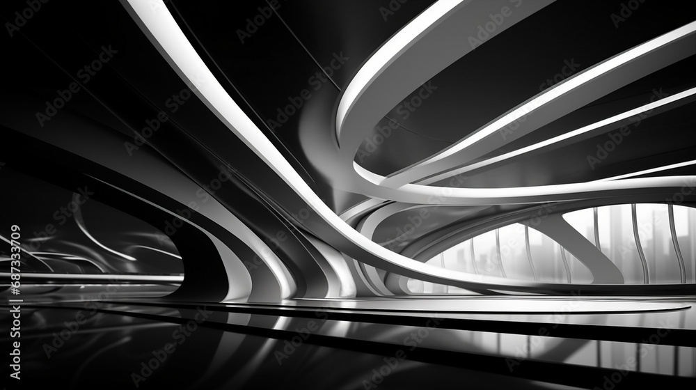 Aufkleber architectural abstract futuristic building lines and shapes background