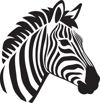 Zebra Noir Opulence Black and White VectorSafari Serenity Zebra Stripes Vector Illustration