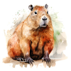 Fototapeta premium Watercolor Capybara Clipart