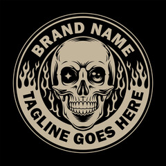 vector illustration of skull and fire