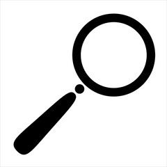 Magnifying glass black icon. This symbol for loop or zoom. Search icon. Illustration of the search lens design image.