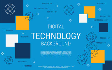 Digital technology vector concept illustration. Abstract geometric style background. Design for banner, booklet, brochure cover, flyer, presentation