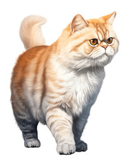 Majestic Orange Persian Cat Illustration in Stride with a Focused Gaze