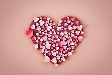 valentine's day romantic pink heart pattern, 3d rendering
