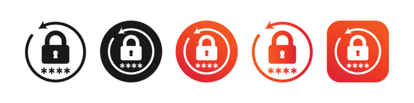 Change password vector Icon Set, Lock reload icons,Password reset Icon
