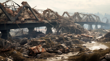 blown up broken bridge generative ai