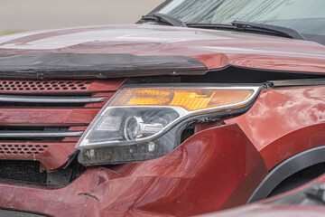 Car with Damaged bodywork after accident