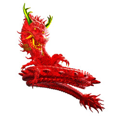 Chinese Dragon Symbol isolated 3D render Ilustration