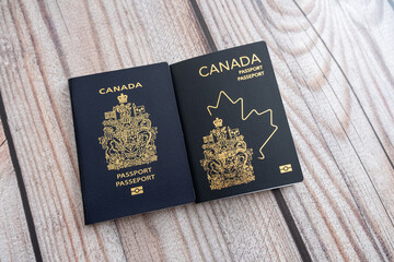 Old and New Canadian Passports for travel