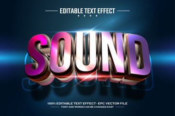Sound 3D editable text effect template