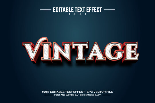 Vintage 3D editable text effect template