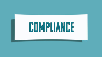 Compliance symbol. A card in light green with word Compliance. Isolated on white background.