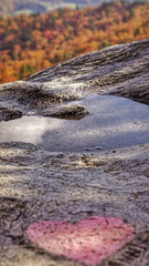 Hanging Rock State Park, North Carolina. cliffs & plateaus, with rock climbing, lake fishing, swimming, camping & hiking. Good views for colorful autumn foliage. gorgeous peak fall color. 360° view.