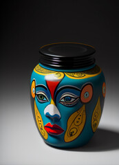Popart pots with faces, unique graphics, artwork