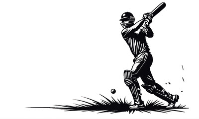 silhouette of a batsman. AI generated. - obrazy, fototapety, plakaty