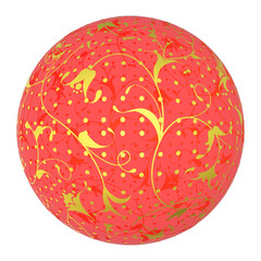 Red Gold Ornament Ball Lantern Lamp isolated 3D render Ilustration