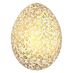 Gold Ornament Egg isolated 3D render Ilustration