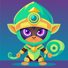 Monkey warrior Big eye cute full body