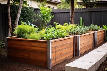 A modern raised bed for gardening.