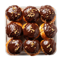 Top View of Profiteroles Isolated on Transparent or White Background, PNG