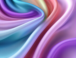 Wavy rainbow colored satin fabric background. Created with Generative AI Technology.
