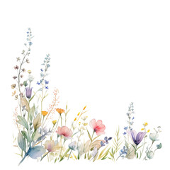 Watercolor Wildflower border coloring 