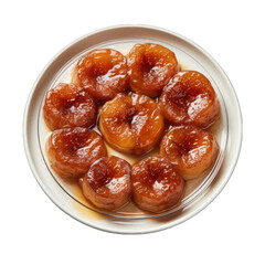 Top view of a spondias on a plate Isolated on Transparent or White Background, PNG