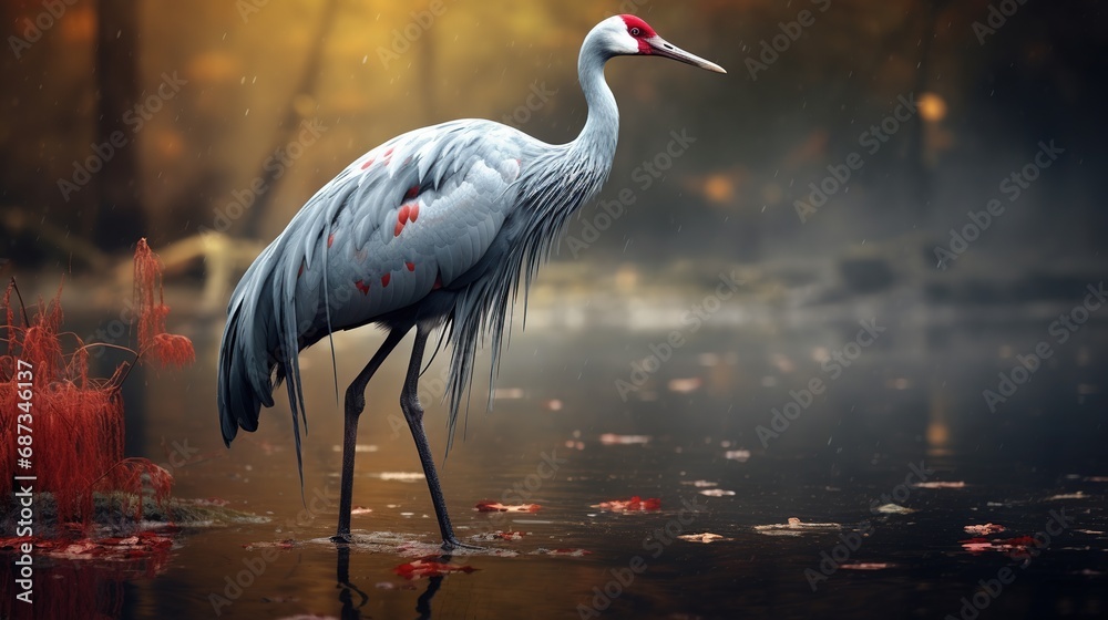 Wall mural Sarus crane, world's tallest flying bird. animal wildlife