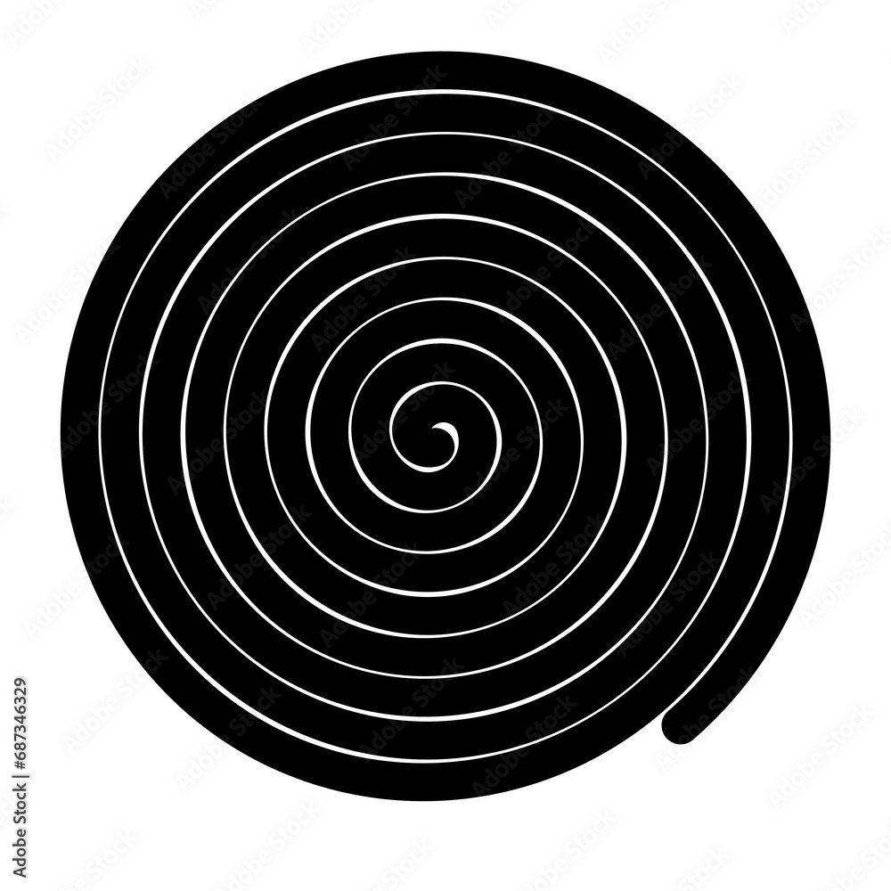 Wall mural spiral icon. transparent black line in circle form. single fat line spiral. helix, curl, loop symbol