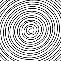 Isolated spiral icon background. Transparent black line in circle form. Single hand drawn sloppy line spiral. Helix, curl, loop symbol. Flat design.