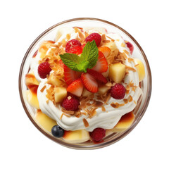 Bowl of Trifle Isolated on Transparent or White Background, PNG
