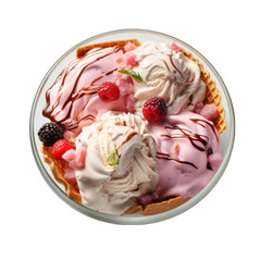Bowl of Gelato Isolated on Transparent or White Background, PNG