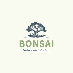 Bonsai tree assets for logo design,Bonsai logo design vector illustration