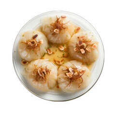 Top View of a Spondias on a Plate Isolated on Transparent or White Background, PNG