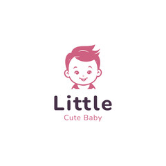Cute Baby Logo Design Vector,smiling cute baby face vector
