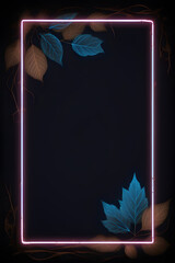 neon leaf border frame