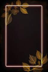 neon leaf border frame