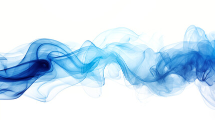 Abstract blue smoke on white background. Generative AI.