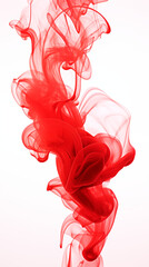 Abstract red smoke on white background.