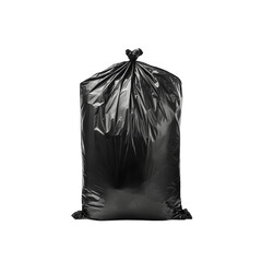 Black garbage bag isolated on transparent background. PNG file.