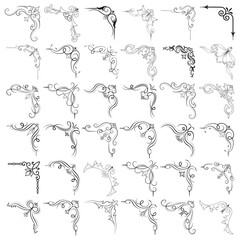 Vector illustration of decorative corner frame set. Set Hand Draw of Corners Different Shapes Flower Decoration Vector Design Doodle Sketch Style for Wedding and Banner. 