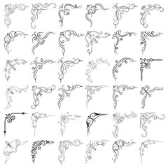 Vector illustration of decorative corner frame set. Set Hand Draw of Corners Different Shapes Flower Decoration Vector Design Doodle Sketch Style for Wedding and Banner. 