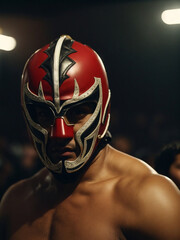 Wrestler wearing a red mask