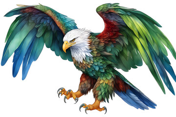 eagle colored watercolor illustration white background PNG  